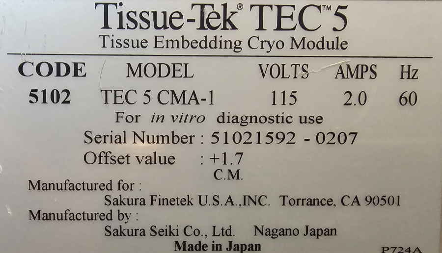Tissue-Tek 5102 TEC 5 CMA-1 Cryo Module, photo 10 of 15