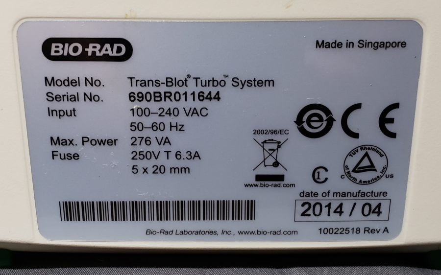 Bio-Rad Trans-Blot Turbo Transfer System SN# 690BR011644, photo 3 of 6