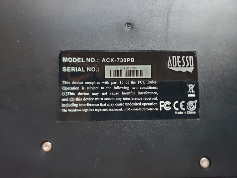 Adesso ACK-730PB Server Keyboard w Trackpad, photo 2 of 2