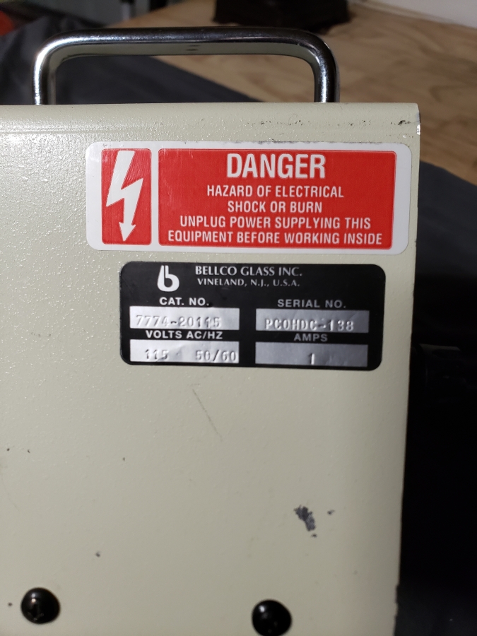 Bellco 7774-20115 Process Control Overhead Drive Motor SN:PCOHDC137/8, photo 3 of 3