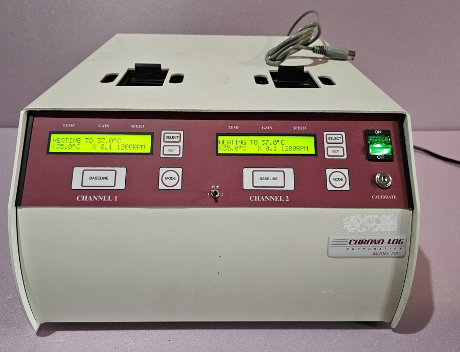 Chrono-Log Corporation 4ch PAIR Model 700 (ch 1+2) & 700-X (ch 3+4) Aggregometer; SN:2130111-1, photo 17 of 39
