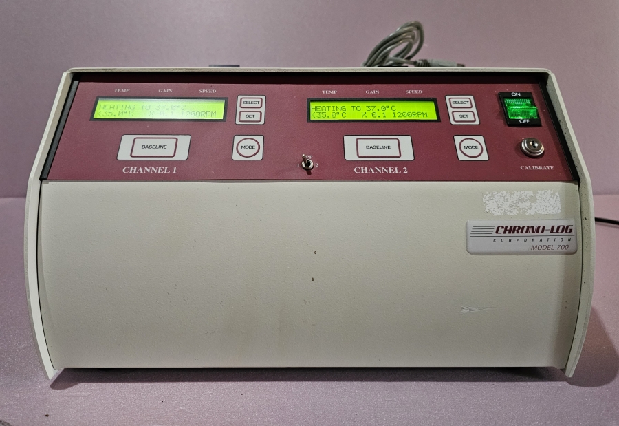 Chrono-Log Corporation 4ch PAIR Model 700 (ch 1+2) & 700-X (ch 3+4) Aggregometer; SN:2130111-1, photo 5 of 39