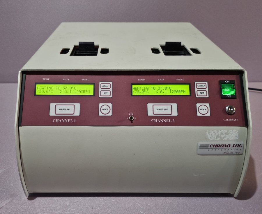 Chrono-Log Corporation 4ch PAIR Model 700 (ch 1+2) & 700-X (ch 3+4) Aggregometer; SN:2130111-1, photo 3 of 39