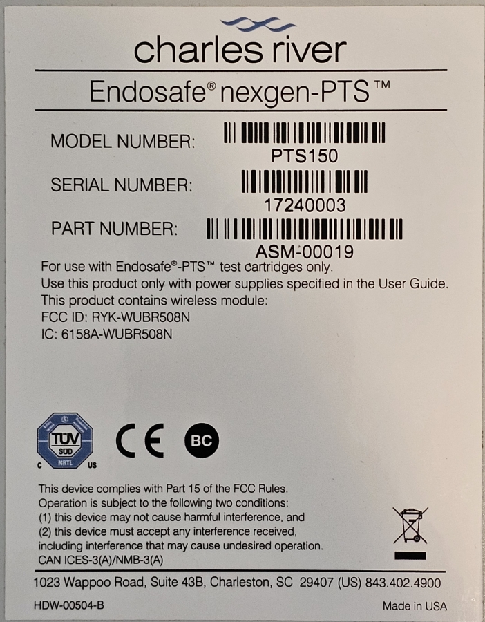 Charles River PTS150 Endosafe Nexgen-PTS, photo 9 of 13
