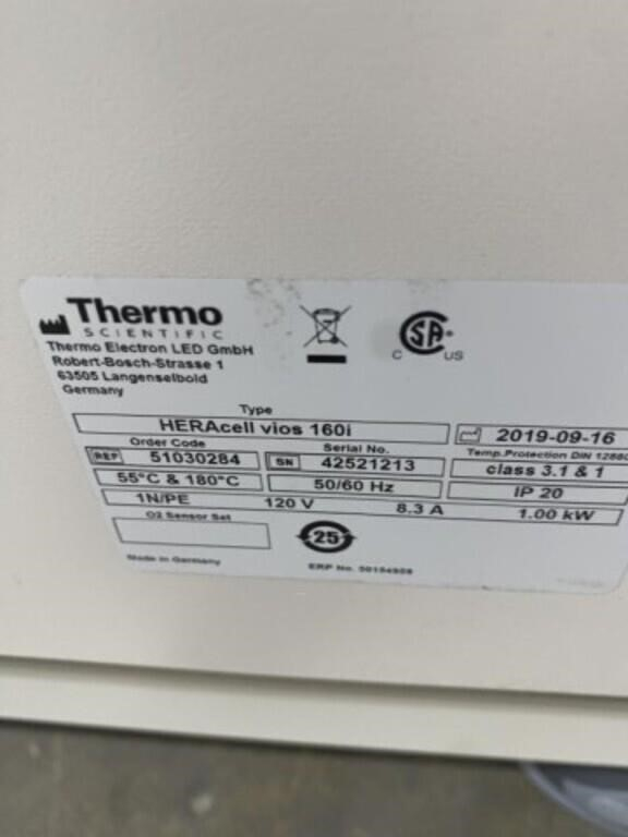 Thermo Scientific HERAcell VIOS 160i CO2 Incubator 51030284 Copper Interior; SN:42521213 [2019], photo 2 of 6