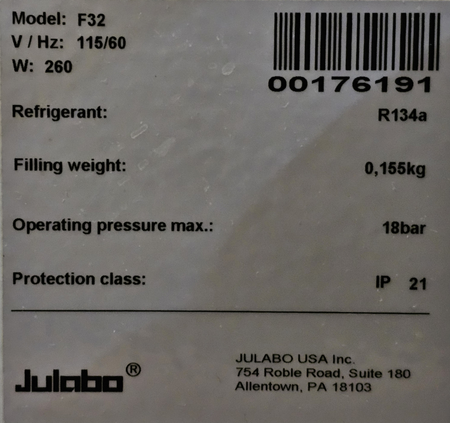 Julabo F32 HE Refrigerated/Heating Water Bath Chiller; SN:10076935/00176191, photo 13 of 29