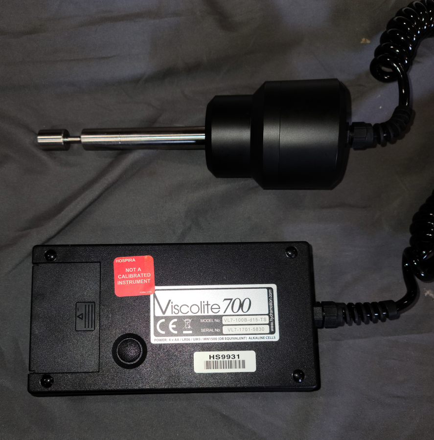 Hydramotion Viscolite 700 Portable Viscometer Model VL7-100B-d15-TS With (2) Bottles of reference Standards S60 and N35; SN:Vl7-1701-5830, photo 3 of 10