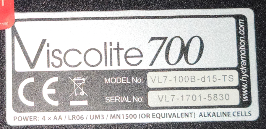 Hydramotion Viscolite 700 Portable Viscometer Model VL7-100B-d15-TS With (2) Bottles of reference Standards S60 and N35; SN:Vl7-1701-5830, photo 4 of 10