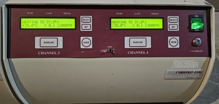 Chrono-Log Corporation 4ch PAIR Model 700 (ch 1+2) & 700-X (ch 3+4) Aggregometer; SN:2130111-1, photo 23 of 39