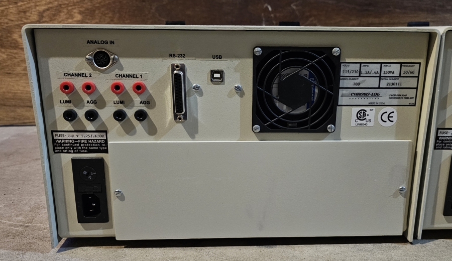 Chrono-Log Corporation 4ch PAIR Model 700 (ch 1+2) & 700-X (ch 3+4) Aggregometer; SN:2130111-1, photo 34 of 39