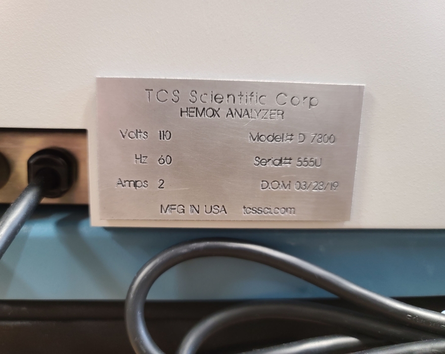 2019 TCS SCIENTIFIC CORP D 7800 HEMOX ANALYZER; SN:555U, photo 4 of 12