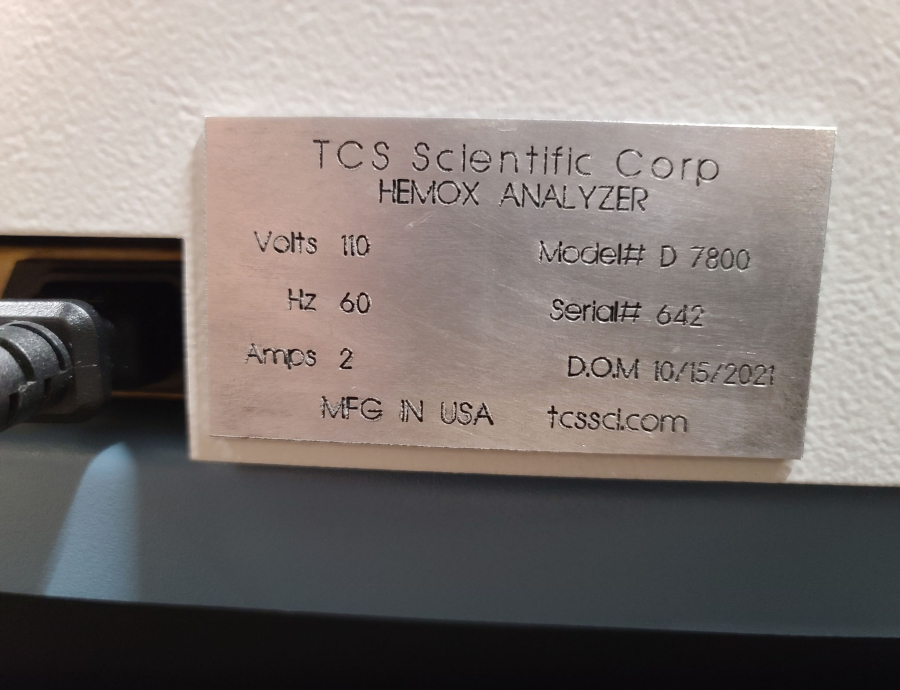 2021 TCS SCIENTIFIC CORP D 7800 HEMOX ANALYZER; SN:642, photo 6 of 14