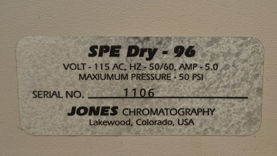 Jones Chromatography Argonaut SPE Dry-96 SINGLE Sample Concentrator System; SN: 1106/9, photo 17 of 24