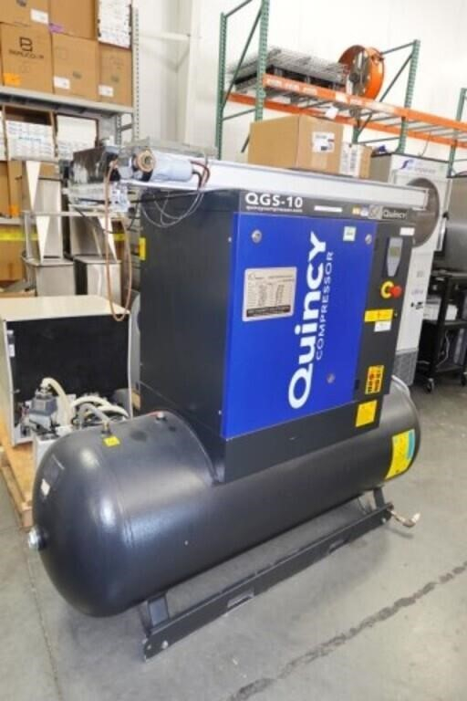 2017 Used Quincy Compressor QGS-10 T120 10-HP Rotary Screw Air Compressor With Medical Air Dryer & 120-Gallon Supply Tank, photo 10 of 11
