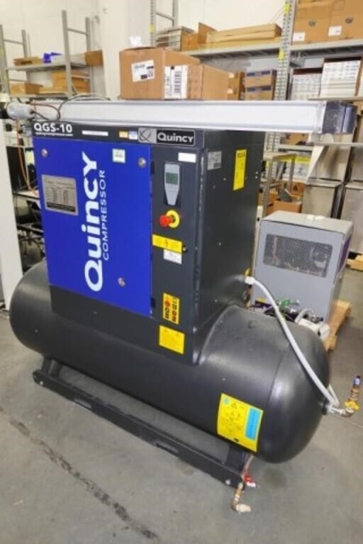 2017 Used Quincy Compressor QGS-10 T120 10-HP Rotary Screw Air Compressor With Medical Air Dryer & 120-Gallon Supply Tank, photo 9 of 11