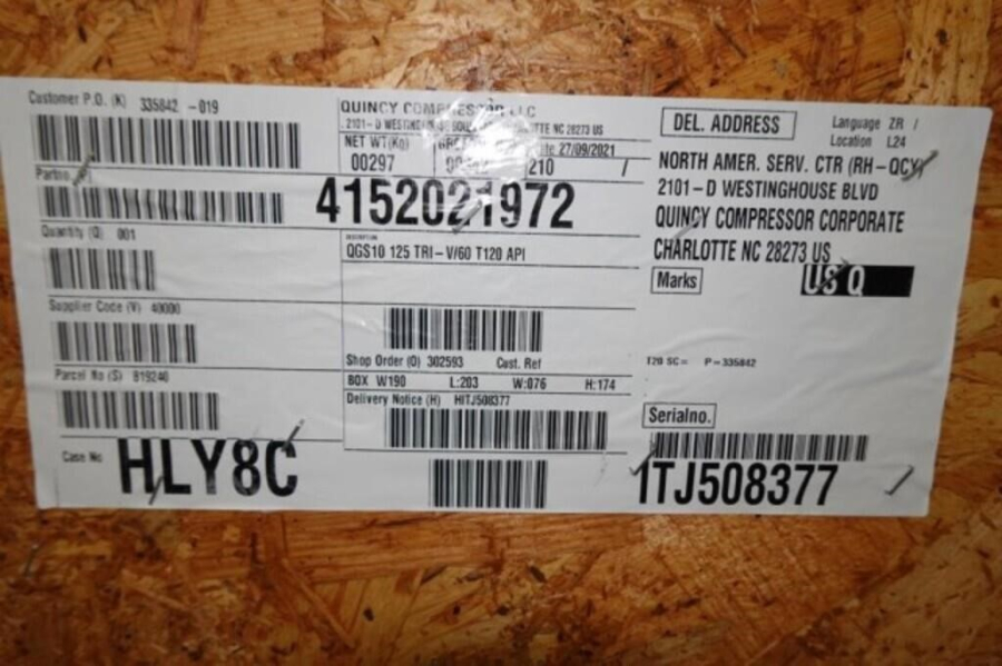 New Quincy Compressor QGS-10 T120, 120GAL Receiving Tank & 2010327743 Medical Air Dryer, photo 8 of 11