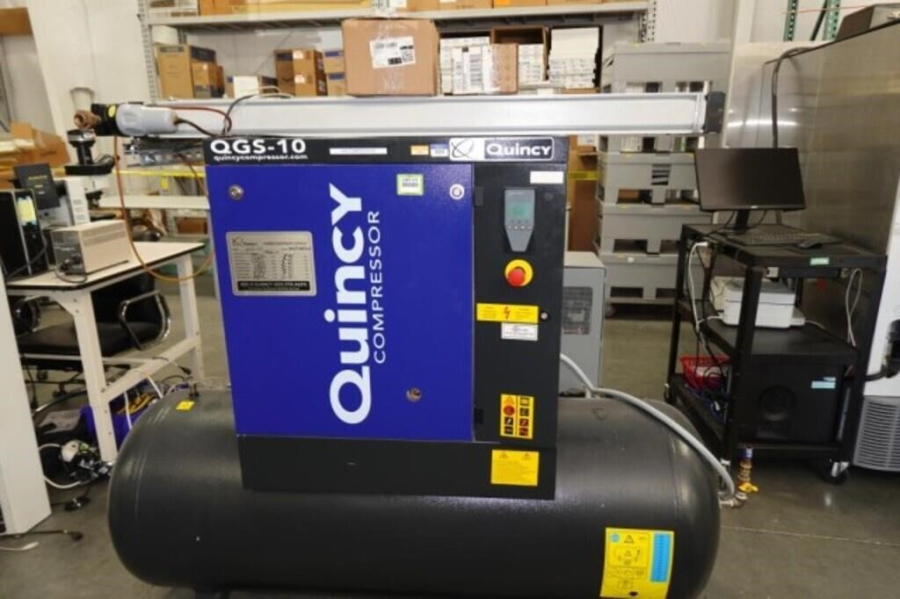 2017 Used Quincy Compressor QGS-10 T120 10-HP Rotary Screw Air Compressor With Medical Air Dryer & 120-Gallon Supply Tank, photo 1 of 11