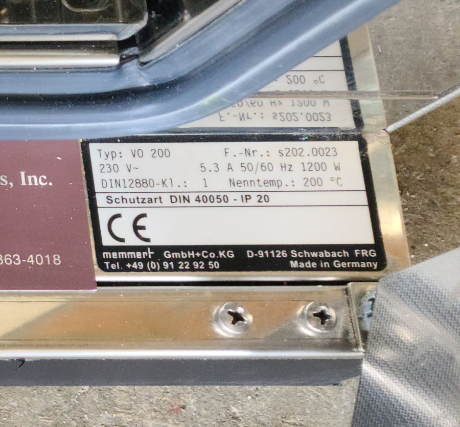 Memmert V0 200 29L Vacuum Drying Oven; SN:s202.0023, photo 10 of 13