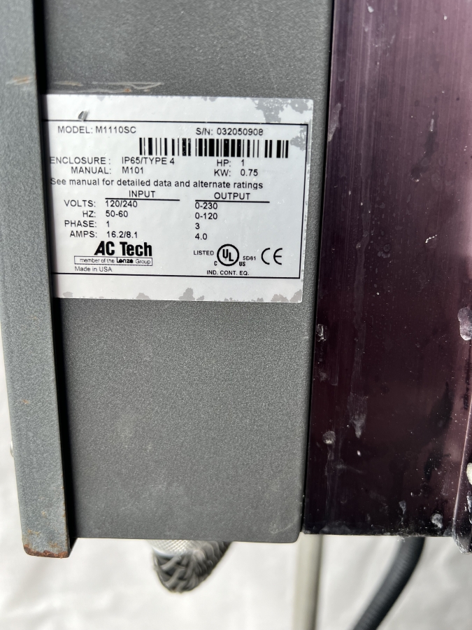 White AC Tech M1110SC Intelligent Drive, Baldor CWDM3543 Motor, Watson Marlow Peristaltic Pump Heads and cart; SN:032050908, photo 16 of 18