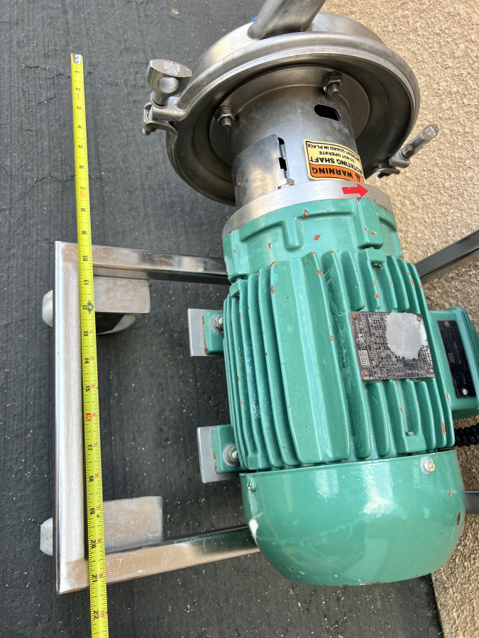 Green AC Tech M1220E Intelligent Drive, WEG 3500 RPM Motor, Tri-Clover SS Centrifugal Pump Head & cart; SN:020530738, photo 7 of 14