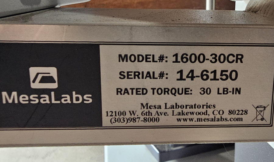 MesaLabs 1600-30CR Torque Testing Machine & Verification Bottle; SN:14-6150, photo 21 of 33