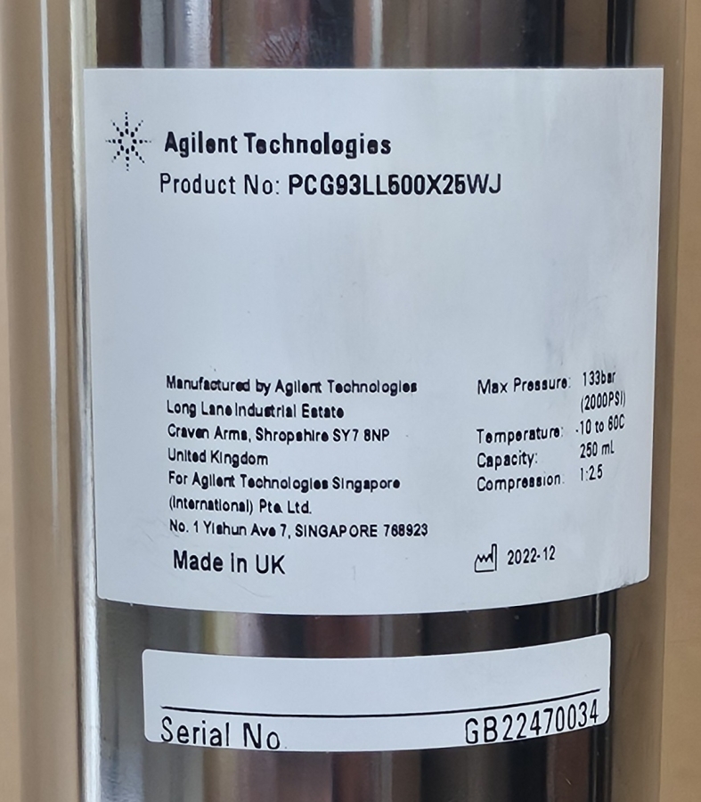 2022 Agilent Water Jacketed Column, Model PCG93LL500X25WJ, Year 2022, Serial Number GB22470034, photo 24 of 32