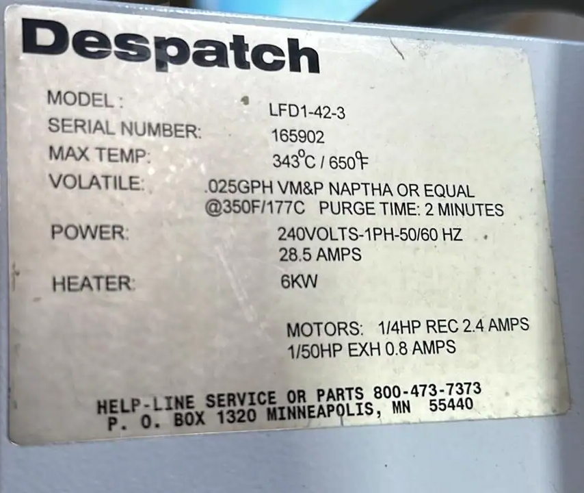 Despatch Mechanical Convection Oven Model LFD1-42-3, photo 3 of 23