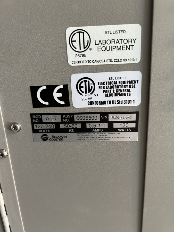 Beckman Coulter ACT diff 2 Hematology Analyzer w/ Operator Card; SN:AD47964, photo 11 of 18