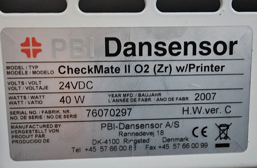 PBI Dansensor Checkmate II O2 Zr W/Printer, PM 3/2019, photo 18 of 32