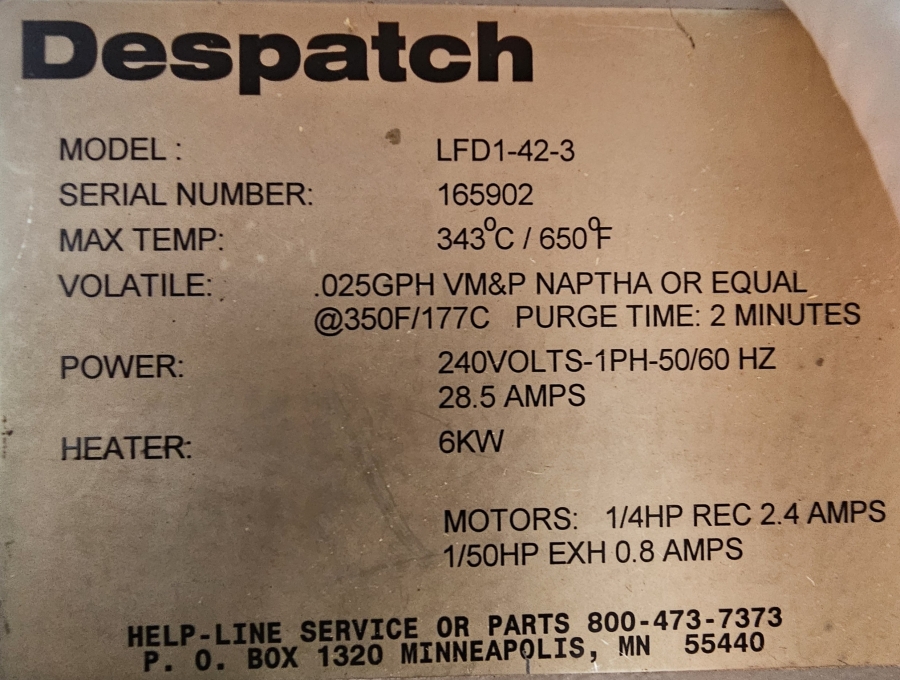 Despatch Mechanical Convection Oven Model LFD1-42-3, photo 16 of 23
