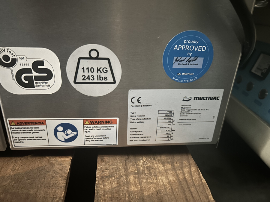 Multivac T100 Tray Sealer; SN:295689, photo 2 of 12
