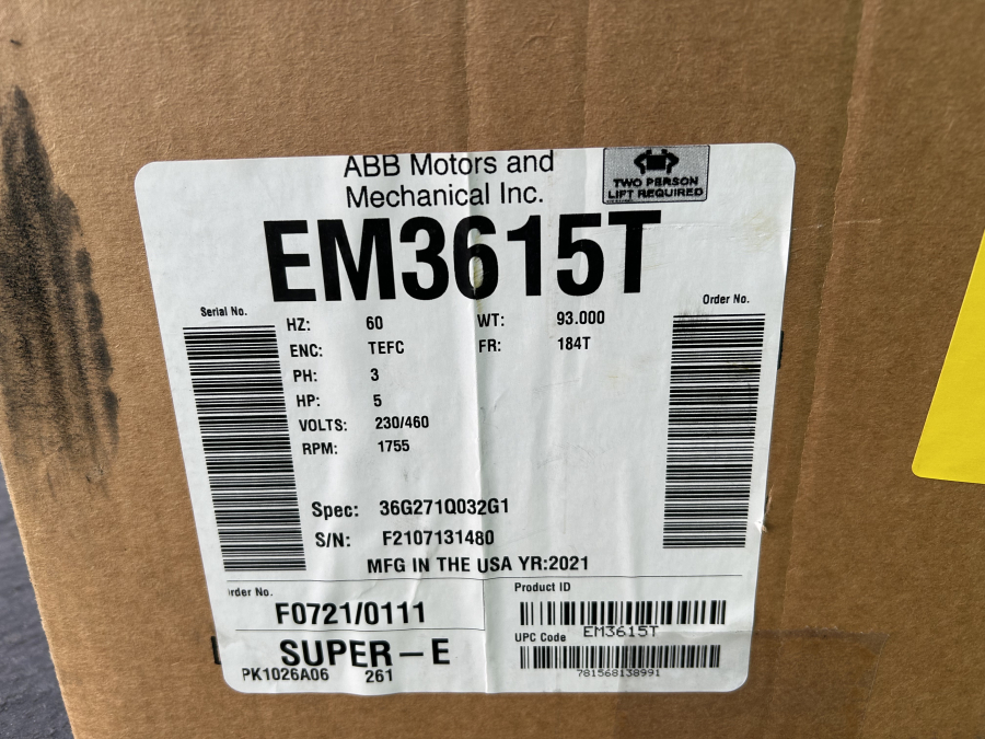 *NEW* Baldor General Purpose 5HP Motor EM3615T 1755RPM 3PH 60Hz 230/460V, photo 4 of 10