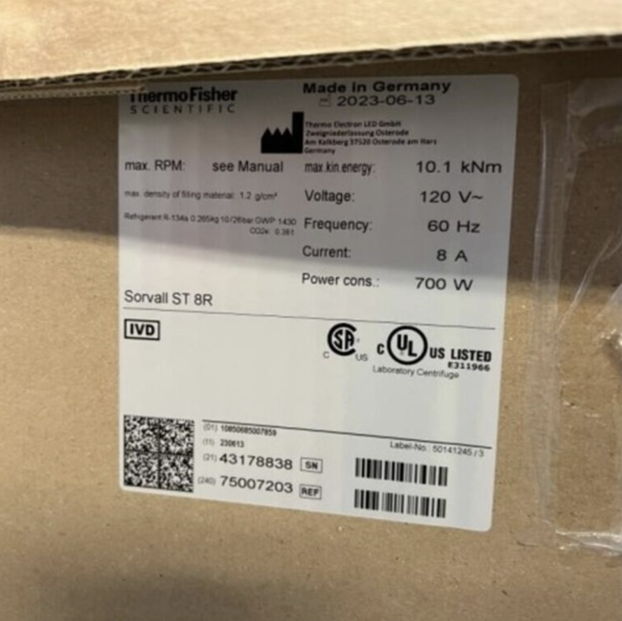 Sorvall ST 8R Refrigerated Centrifuge, w/ Kit; SN:43178837, photo 5 of 6