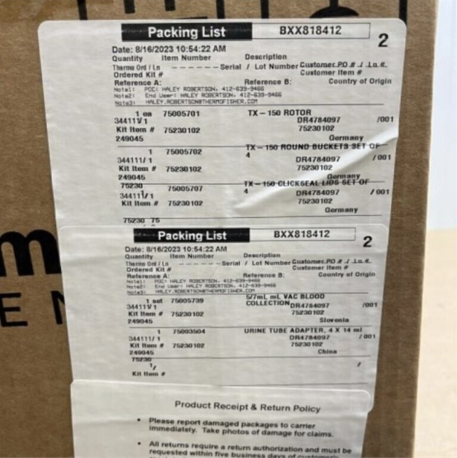 Sorvall ST 8R Refrigerated Centrifuge, w/ Kit; SN:43178837, photo 4 of 6