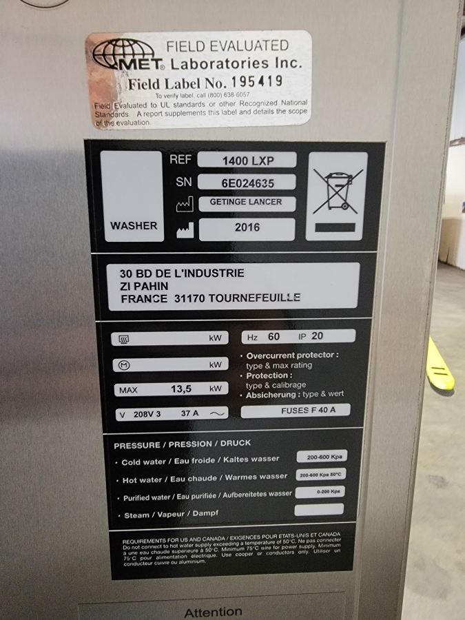 Getinge Lancer 1400 LXP Laboratory Dishwasher; SN:6E024635, photo 7 of 11