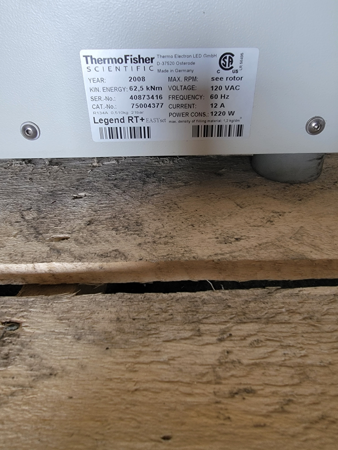 Thermo Scientific Sorvall Legend RT+ Plus Refrigerated Centrifuge With Swing Bucket Rotor, photo 7 of 10