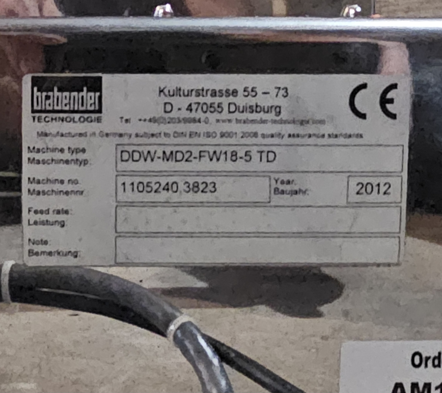 Brabender Feeder DDW-MD2-FW18-5 TD; SN:1105240.3823, photo 4 of 4