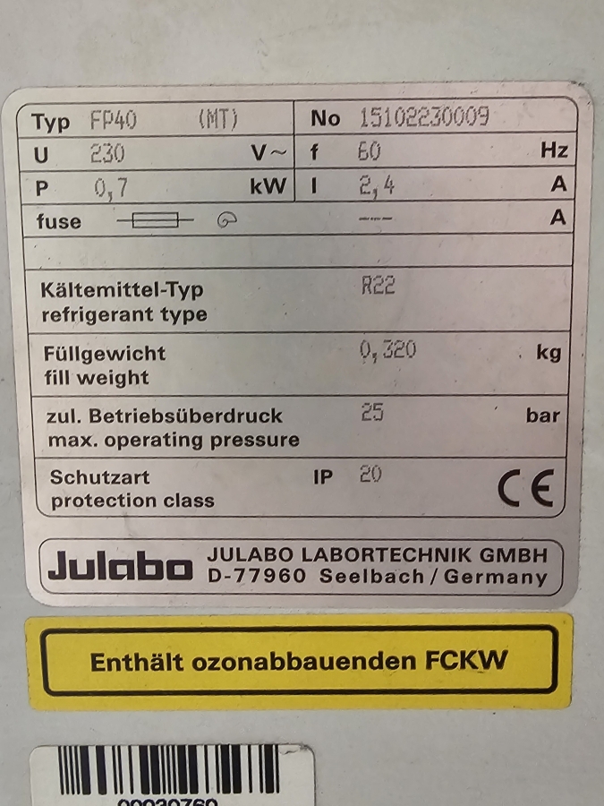 Julabo FP40 TP-BASIS; SN:3076091096, photo 16 of 18