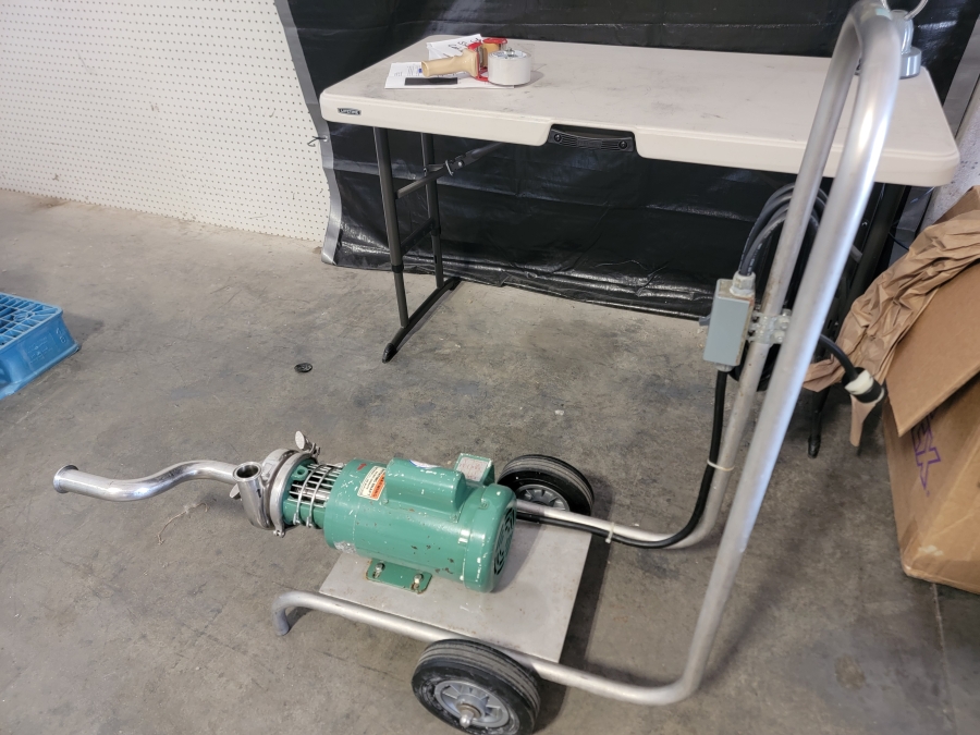 Clean-In-Place CIP Pump; Baldor CMDL3509 1HP; 56C Frame; TE; Cart mounted, photo 2 of 7