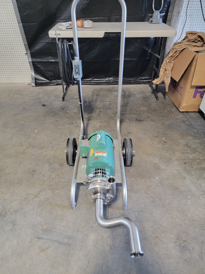 Clean-In-Place CIP Pump; Baldor CMDL3509 1HP; 56C Frame; TE; Cart mounted, photo 7 of 7