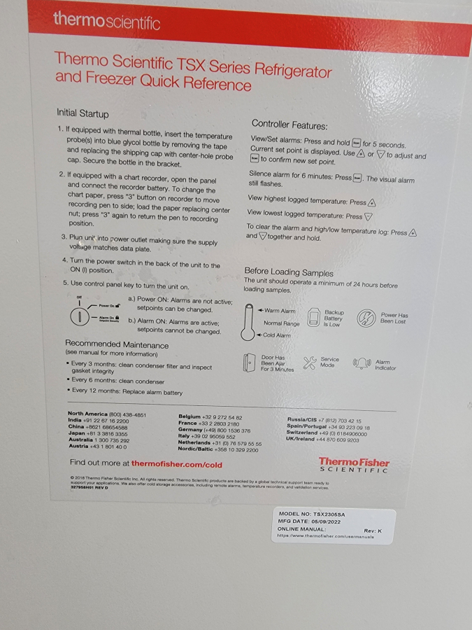 Thermo TSX2305SA 5°C Refrigerator; 115V; SN:11423310012200509, photo 6 of 27