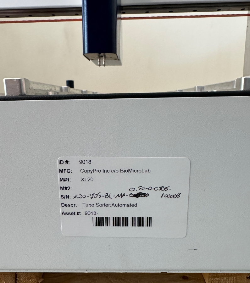 BioMicroLab XL20 Tube Sorter: Automated; SN:XL20-2DS-BL-MA-0.50-0-0505-100028, photo 5 of 5