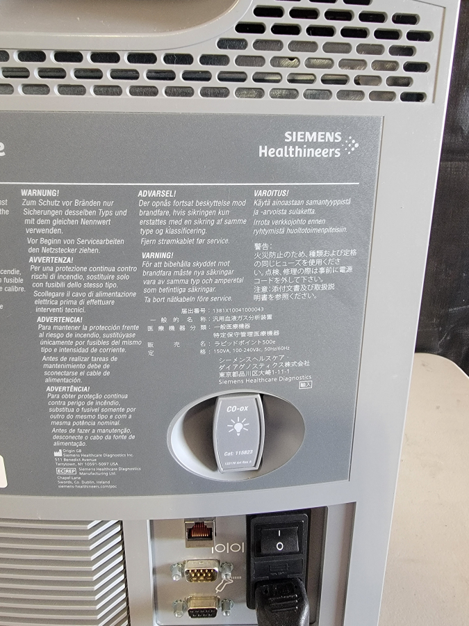 Siemens RAPIDPoint 500e Cartridge-Based Blood Gas Analyzer system, photo 13 of 15