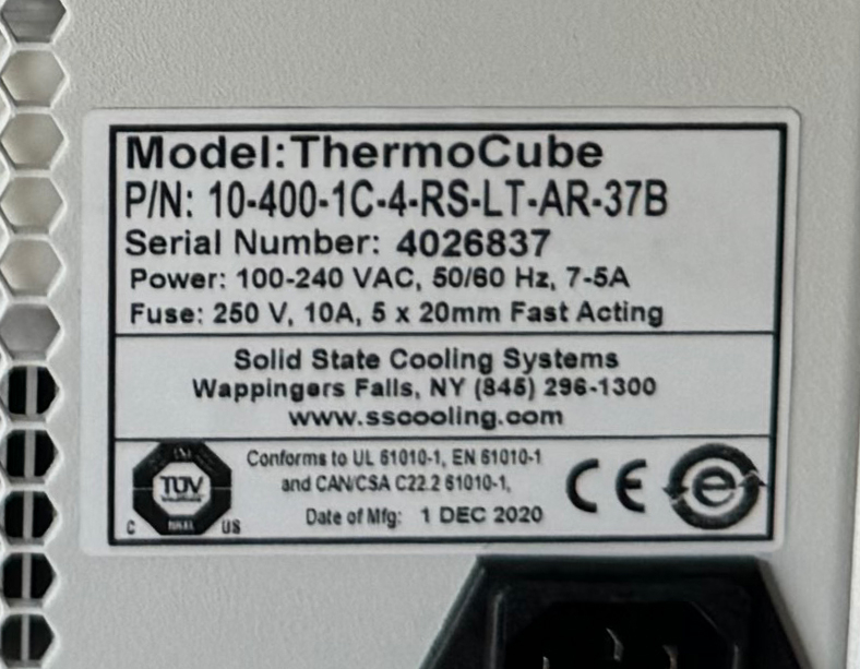 Solid State Cooling Systems ThermoCube 400-1C-4-RS-LT-AR 0960-3318 G5498B G5498G Recirculating Chiller , photo 8 of 11