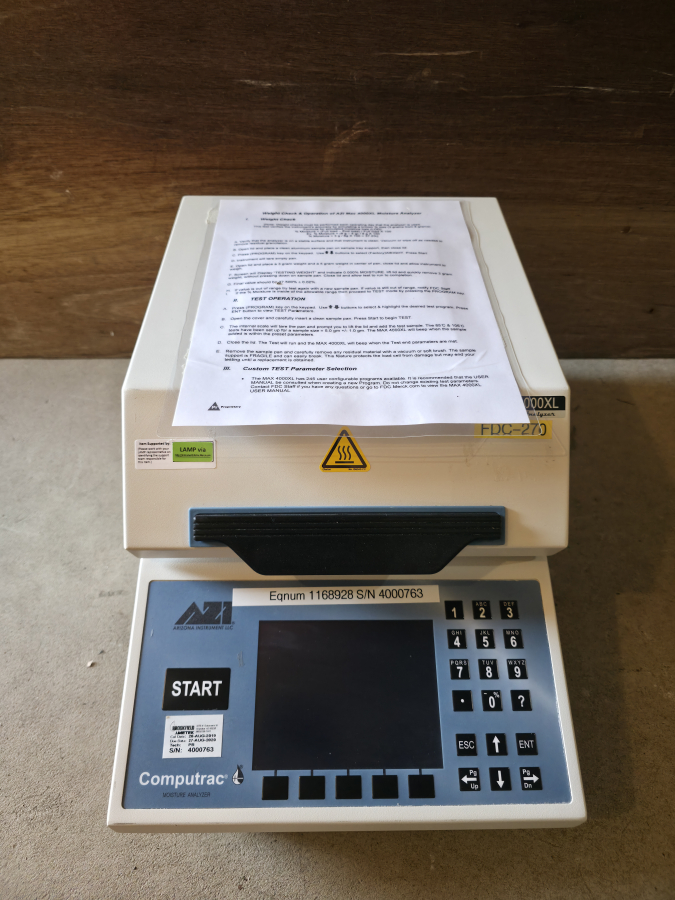 Arizona Instrument Brookfield Ametek Computrac MAX 4000XL Moisture Analyzer ; SN:4000763, photo 20 of 23