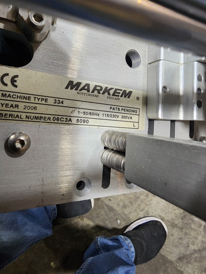 Markem-Imaje CimJet 300 Type 334 Print & Apply Label Printer Applicator Stand; SN:09C3D7447, photo 8 of 8