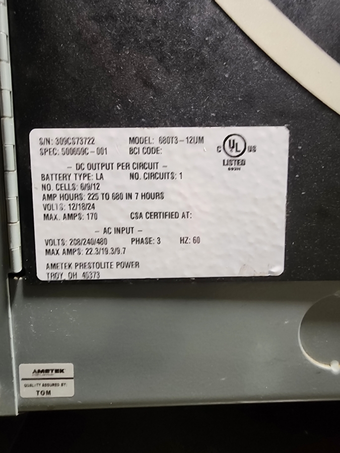 Ametek Prestolite Power 680T3-12UM Power Ultra Maxx industrial battery charger, photo 8 of 8