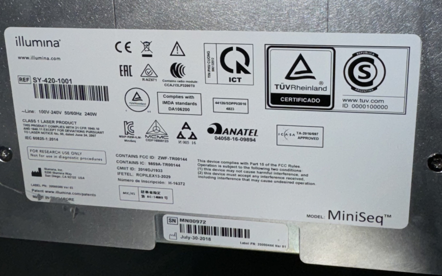 Illumina MiniSeq DNA Sequencer; SN: N01000/N00972, photo 6 of 7