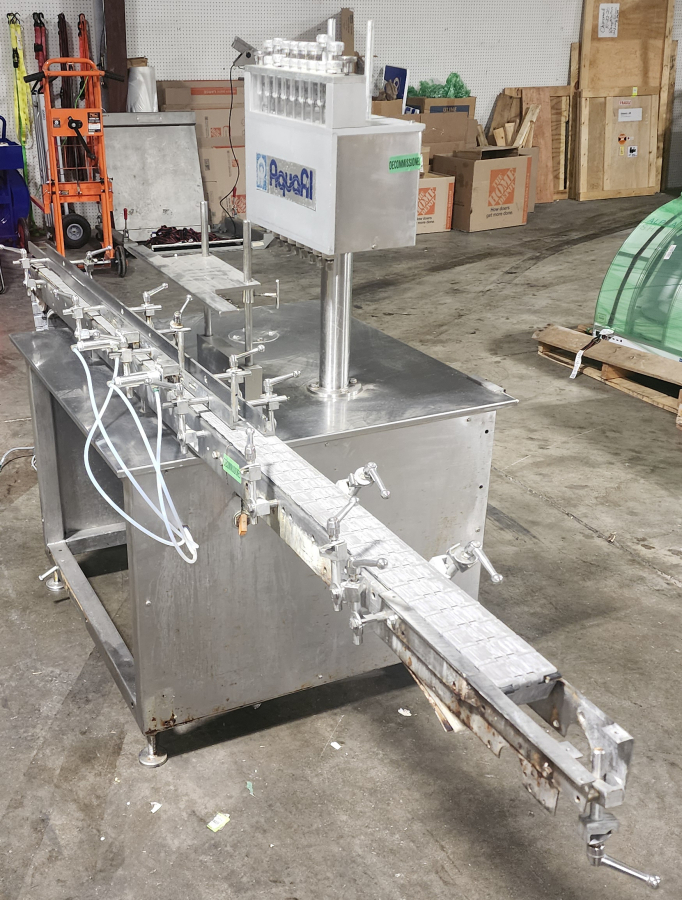 Perry Industries TPLF-8 AquaFil 8-Head In-Line Liquid Filling Machine Conveyor System, photo 1 of 17