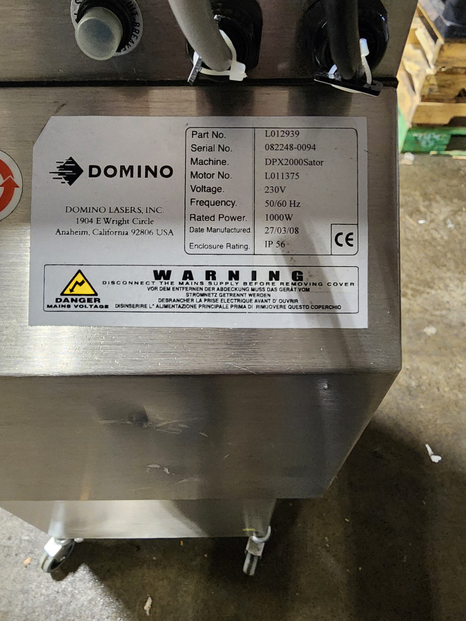 Domino Lasers L012939 DPX2000 Sator Fume Extraction Station; SN:0822480094, photo 5 of 9
